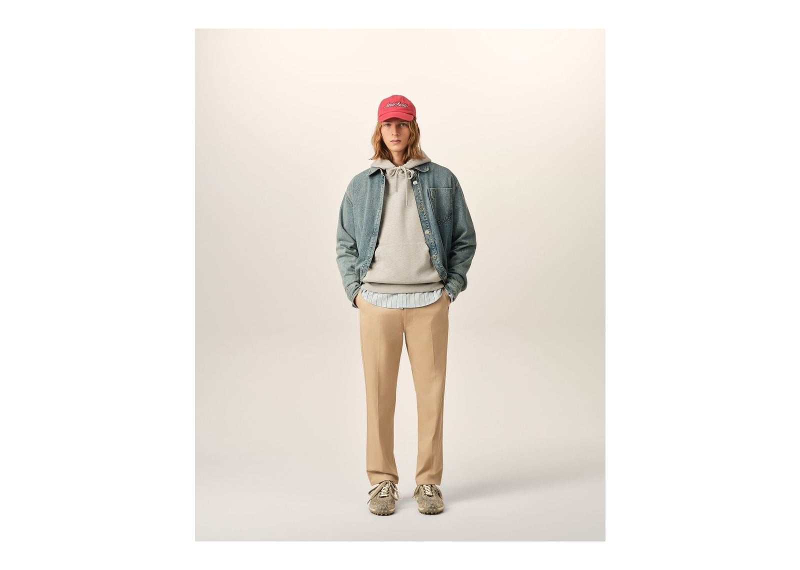 Ami Paris Parisian-Fit Cotton Trousers Mastic Beige - görsel 2