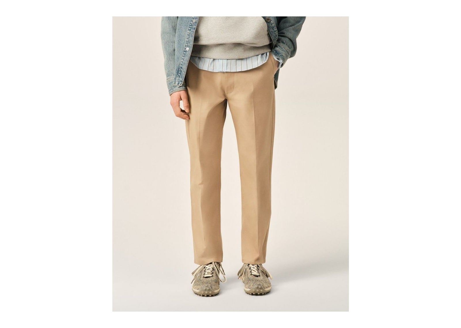 Ami Paris Parisian-Fit Cotton Trousers Mastic Beige - görsel 3