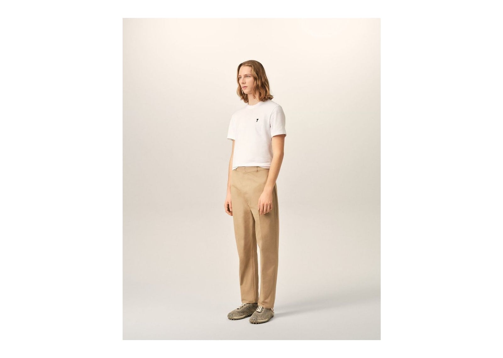 Ami Paris Parisian-Fit Cotton Trousers Mastic Beige - görsel 6