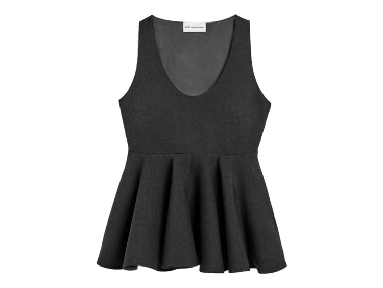 Ami Paris Peplum Sleeveless Wool Top Carbon Grey (W)