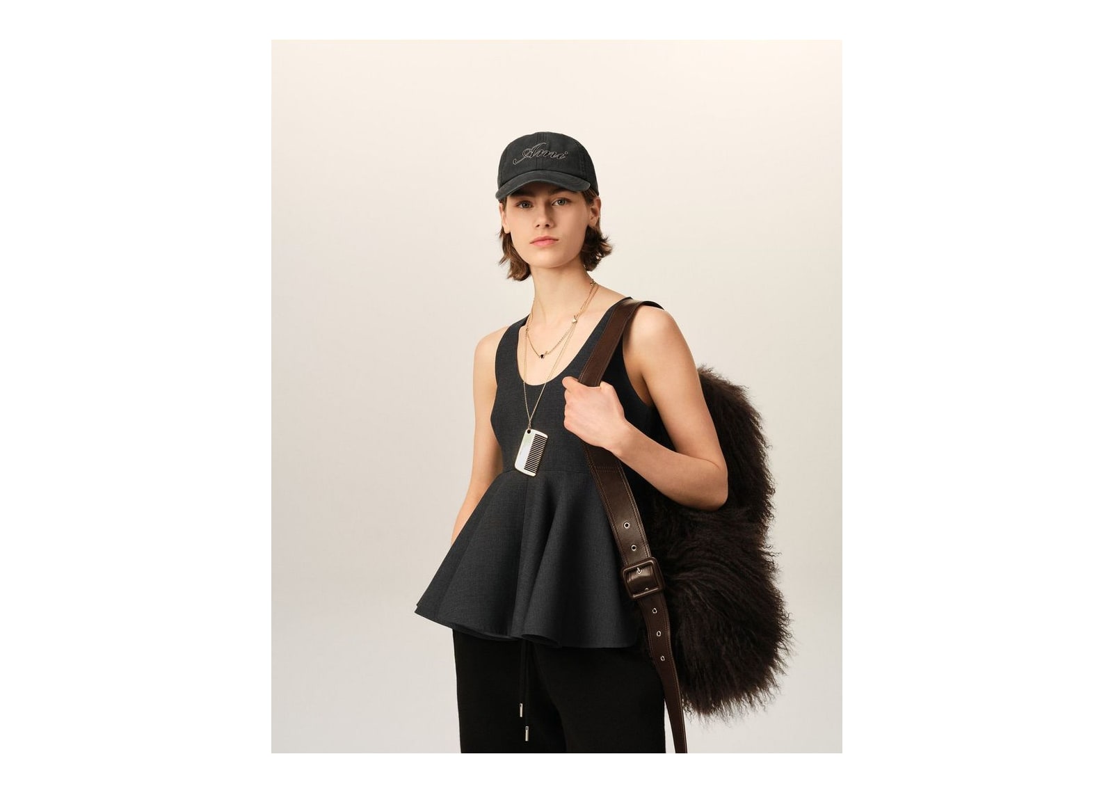 Ami Paris Peplum Sleeveless Wool Top Carbon Grey (W) - görsel 2