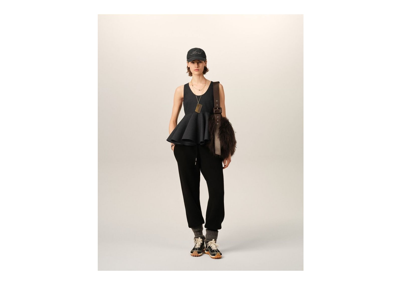 Ami Paris Peplum Sleeveless Wool Top Carbon Grey (W) - görsel 3