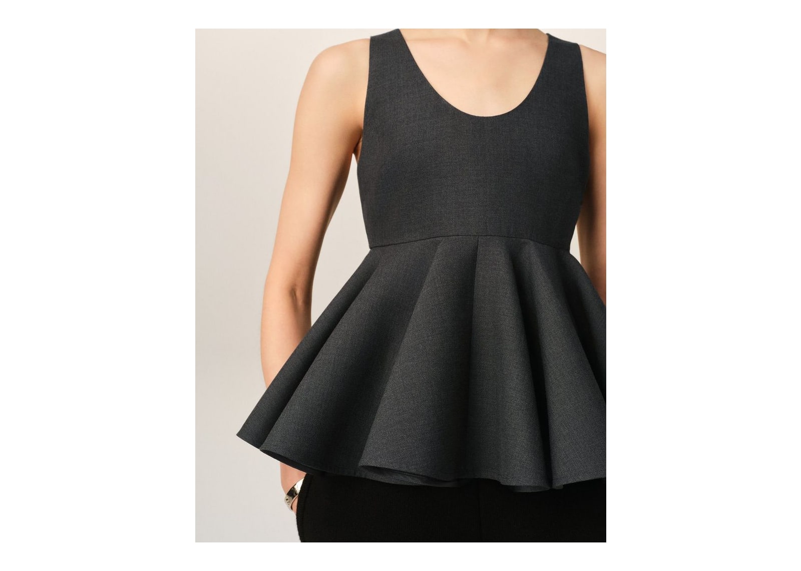Ami Paris Peplum Sleeveless Wool Top Carbon Grey (W) - görsel 4