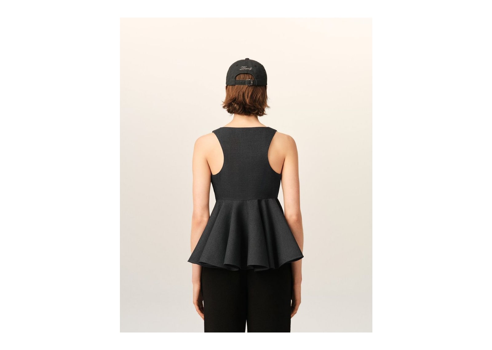 Ami Paris Peplum Sleeveless Wool Top Carbon Grey (W) - görsel 5