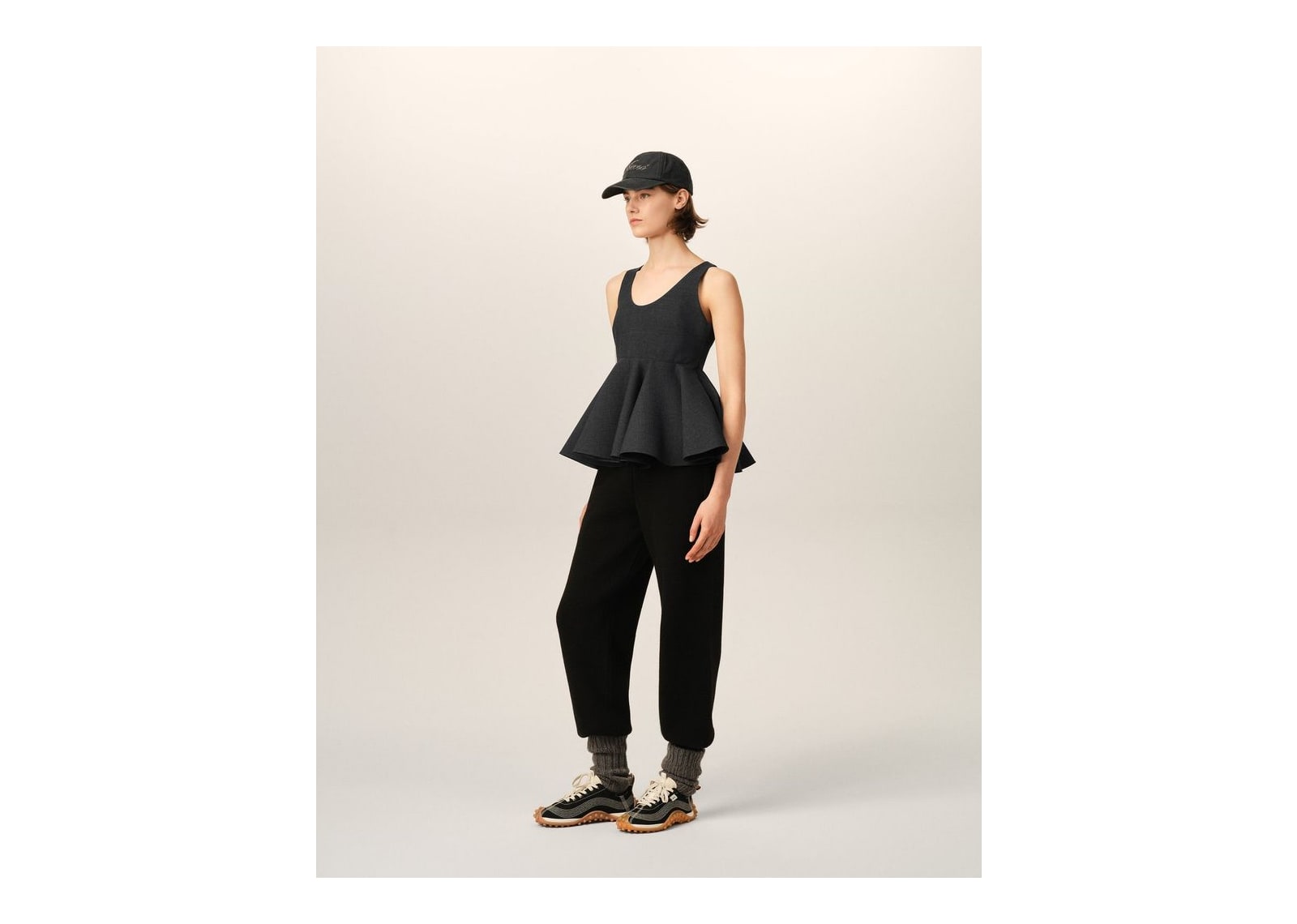 Ami Paris Peplum Sleeveless Wool Top Carbon Grey (W) - görsel 6