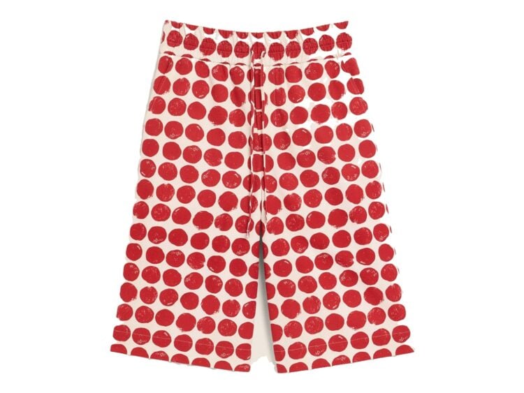 Ami Paris Polka-Dot Large Elasticated Cotton Bermuda Shorts Ruby Red/Ivory