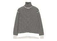 Ami Paris Sailor Striped Wool and Silk Turtleneck Sweater Ivory/Black
