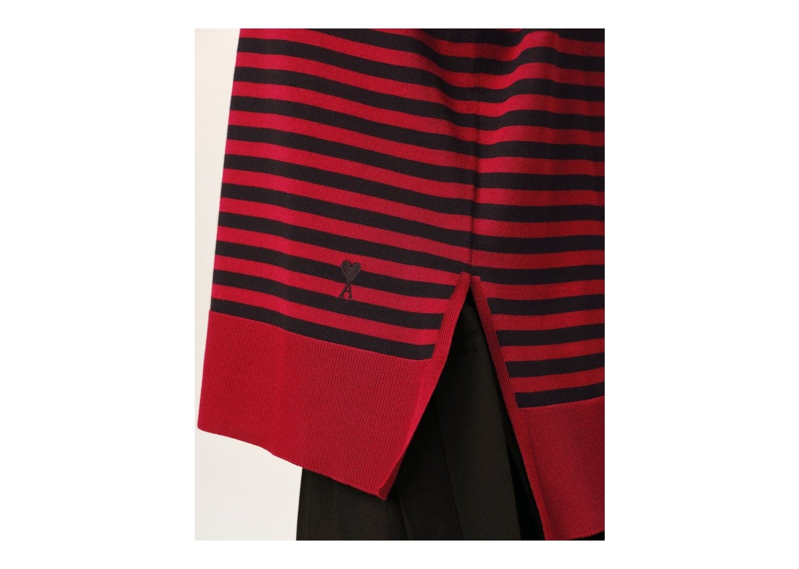 Ami Paris Sailor Striped Wool and Silk Turtleneck Sweater Ruby Red/Black - görsel 10