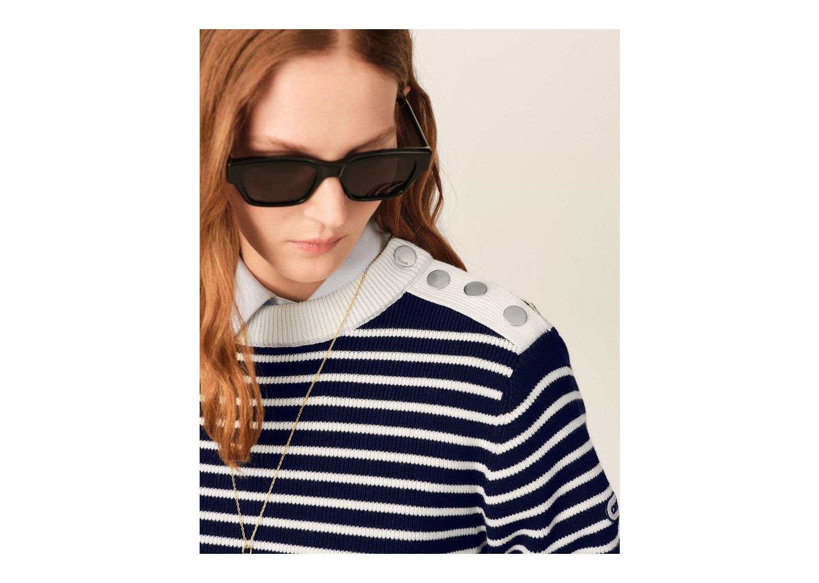 Ami Paris Sailor Striped Wool Crewneck Sweater Navy/Ivory - görsel 10