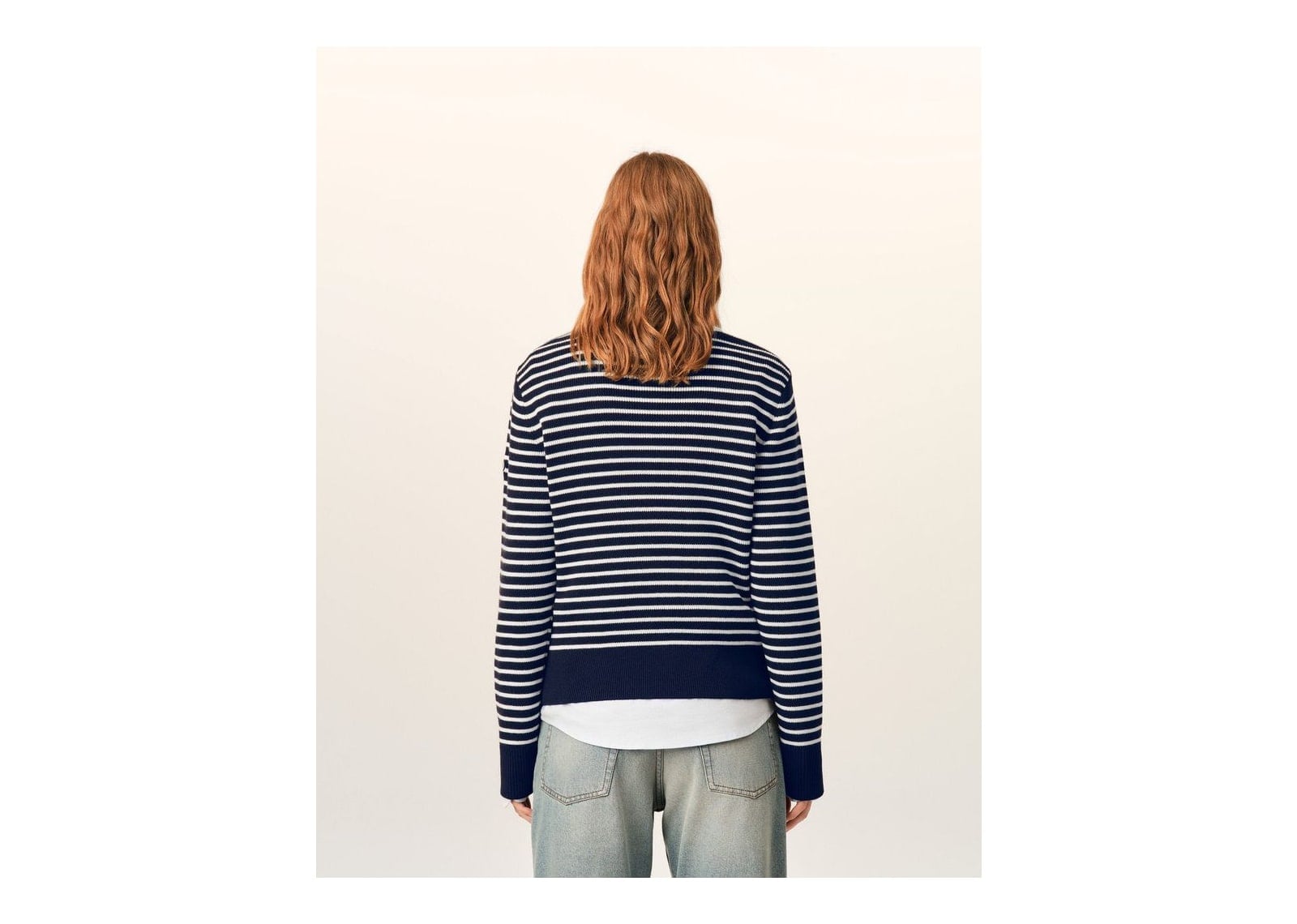 Ami Paris Sailor Striped Wool Crewneck Sweater Navy/Ivory - görsel 11