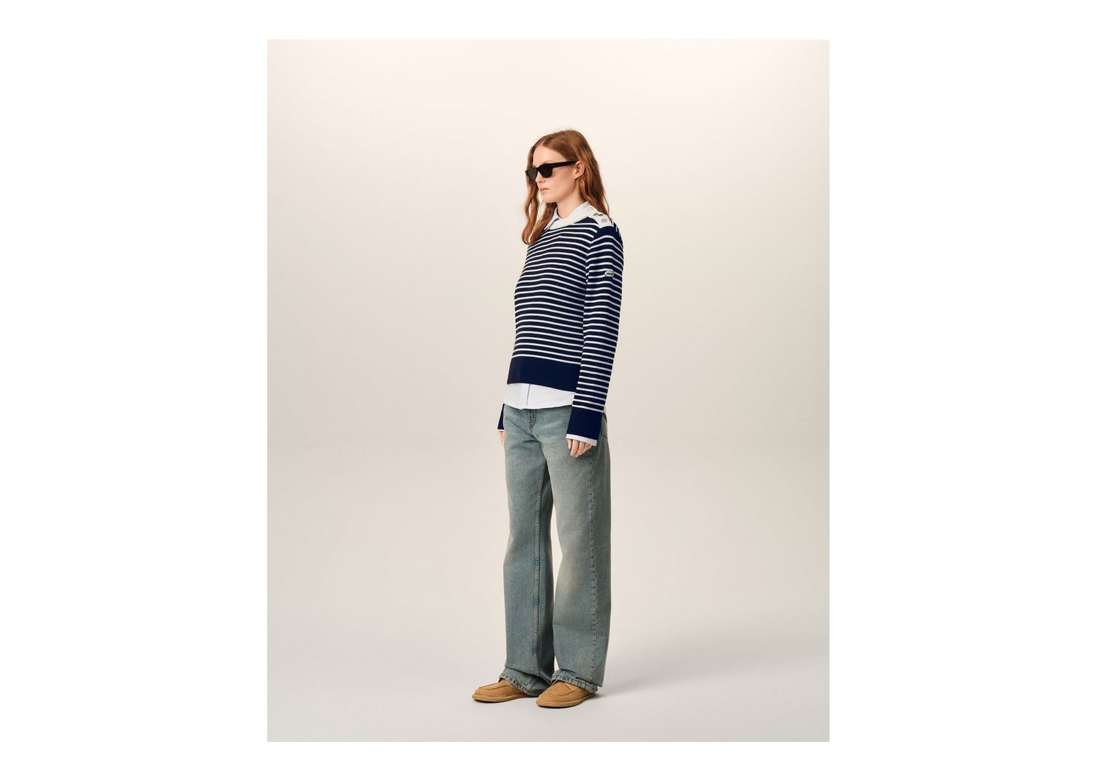 Ami Paris Sailor Striped Wool Crewneck Sweater Navy/Ivory - görsel 12