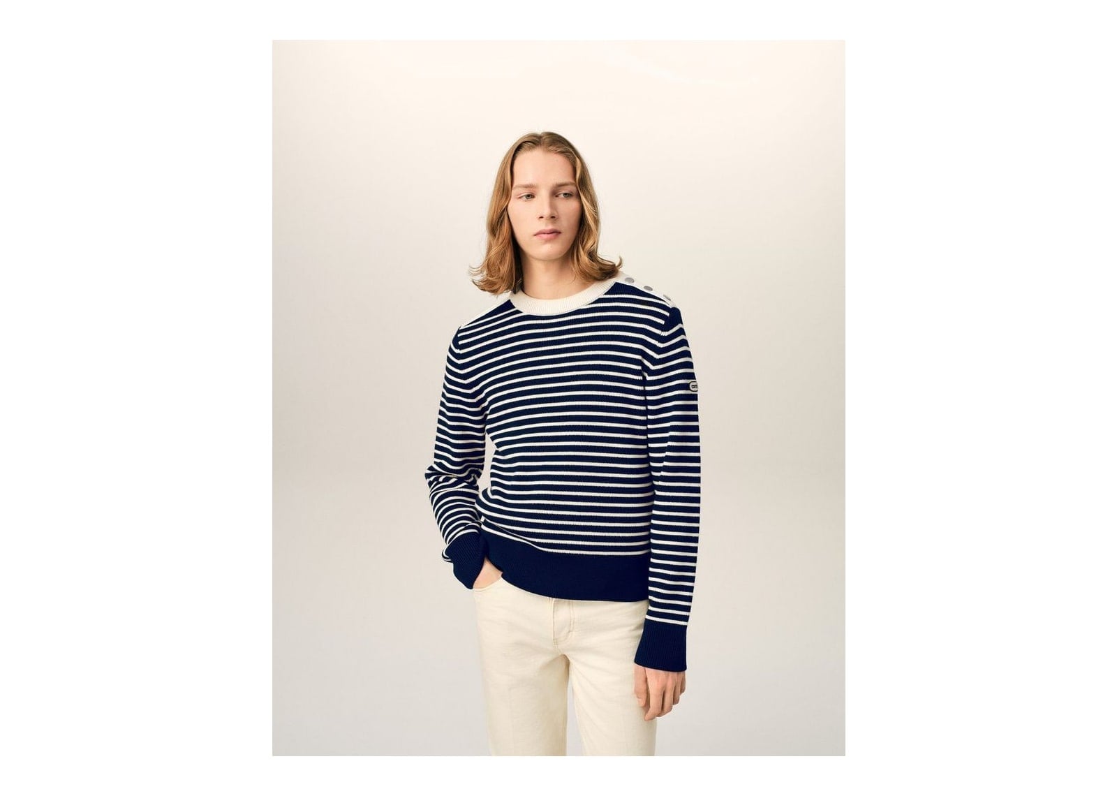 Ami Paris Sailor Striped Wool Crewneck Sweater Navy/Ivory - görsel 2