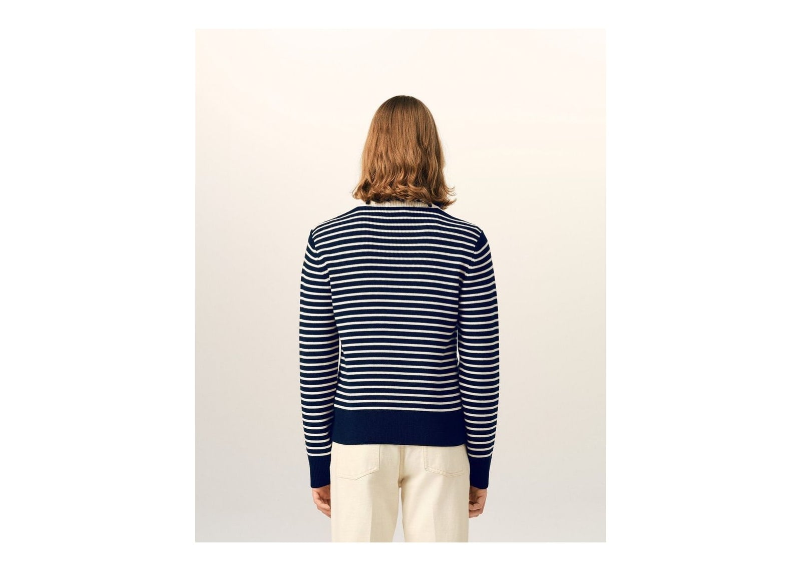 Ami Paris Sailor Striped Wool Crewneck Sweater Navy/Ivory - görsel 5