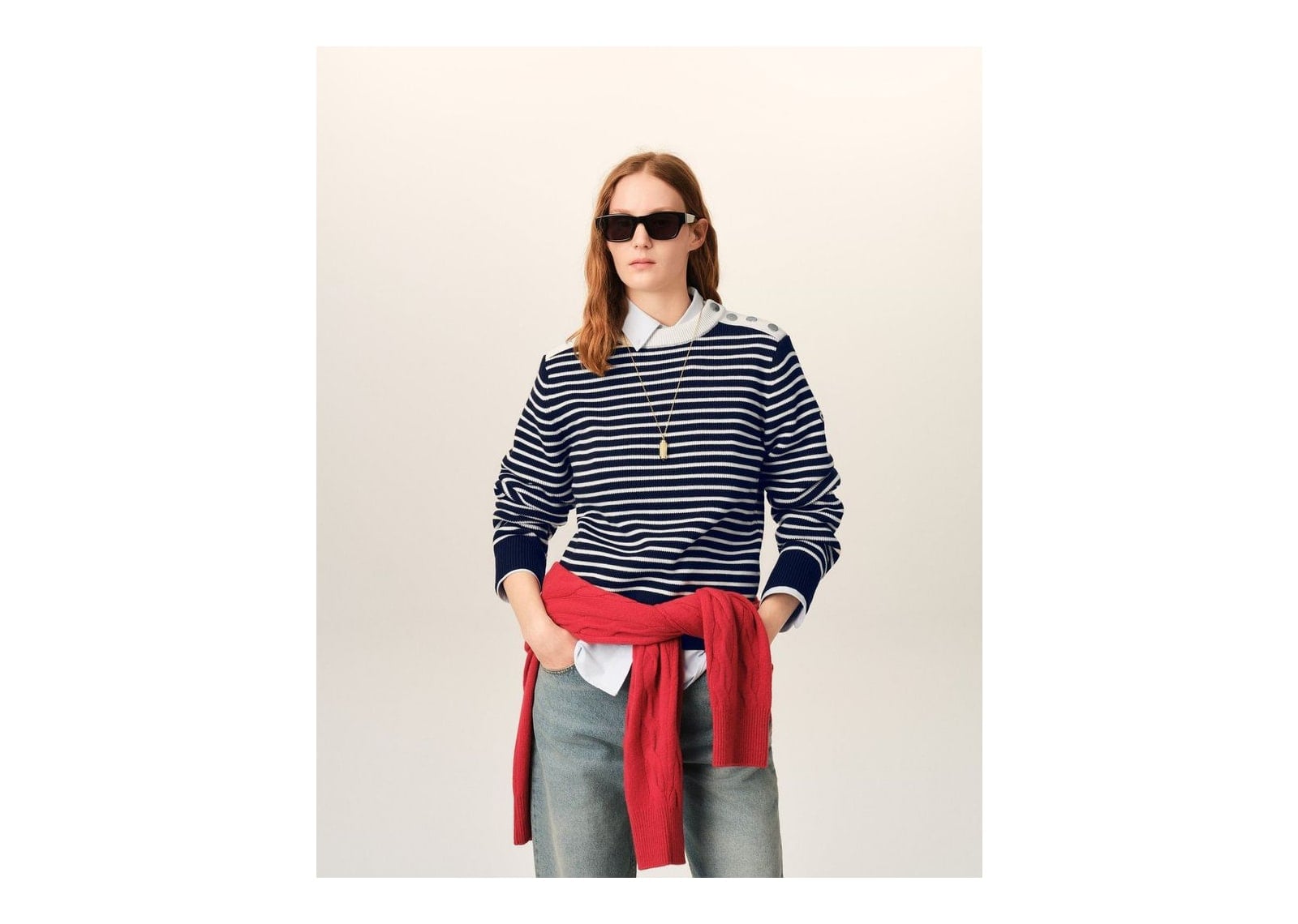 Ami Paris Sailor Striped Wool Crewneck Sweater Navy/Ivory - görsel 8