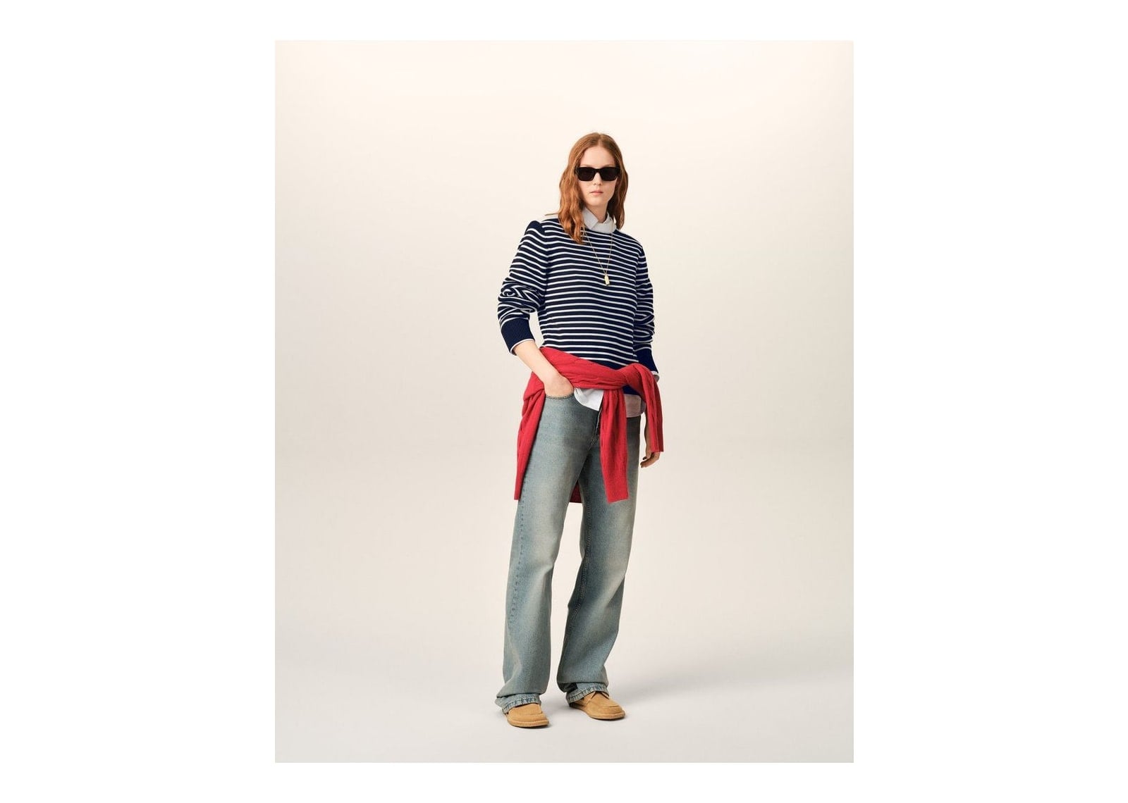 Ami Paris Sailor Striped Wool Crewneck Sweater Navy/Ivory - görsel 9