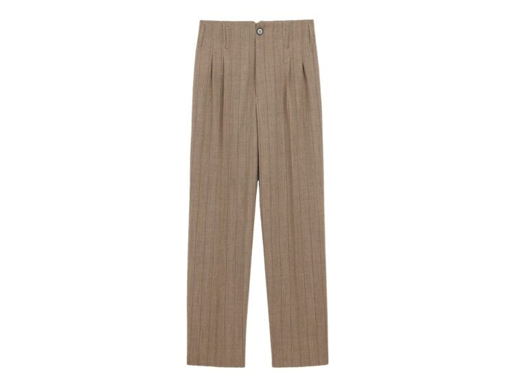 Ami Paris Striped Wool Two-Pleats Trousers Chocolate Brown/Ruby Red