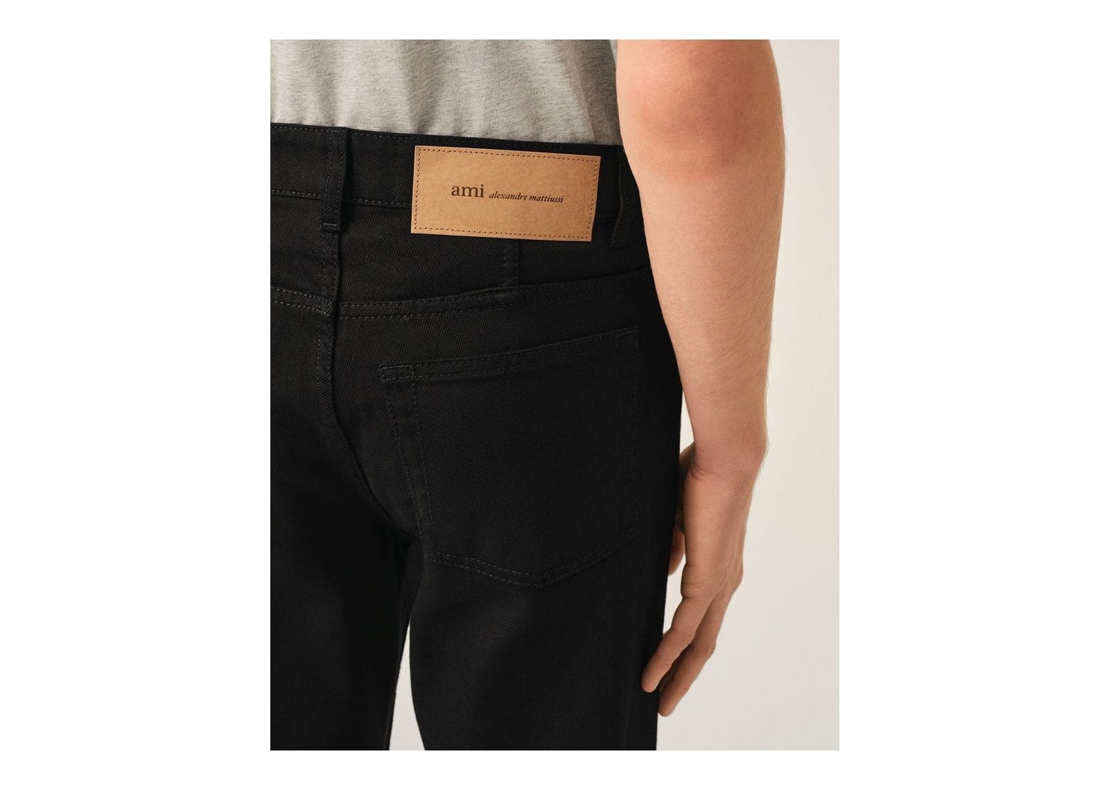 Ami Paris Tapered-Fit Cotton Jeans Black - görsel 5