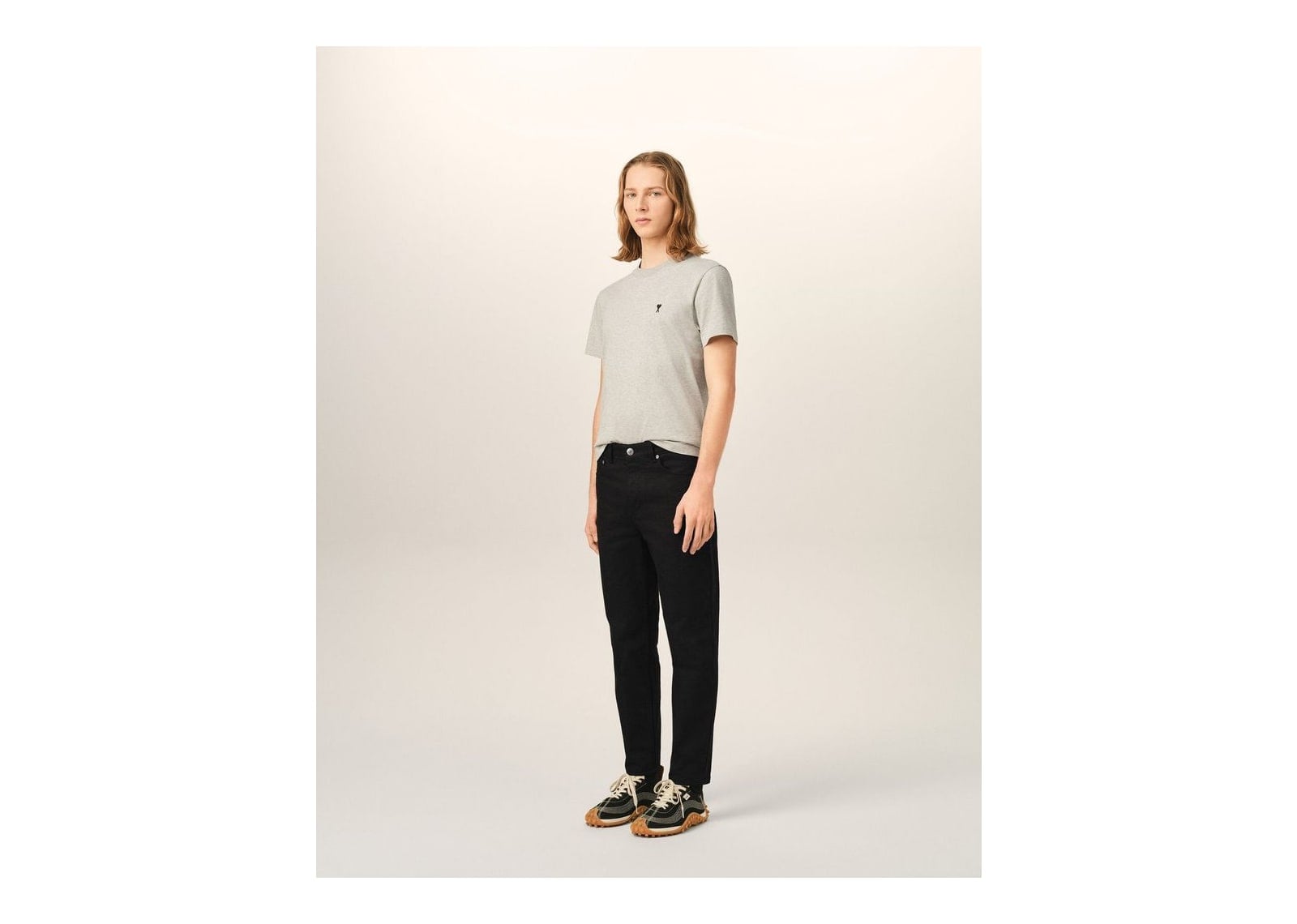 Ami Paris Tapered-Fit Cotton Jeans Black - görsel 6