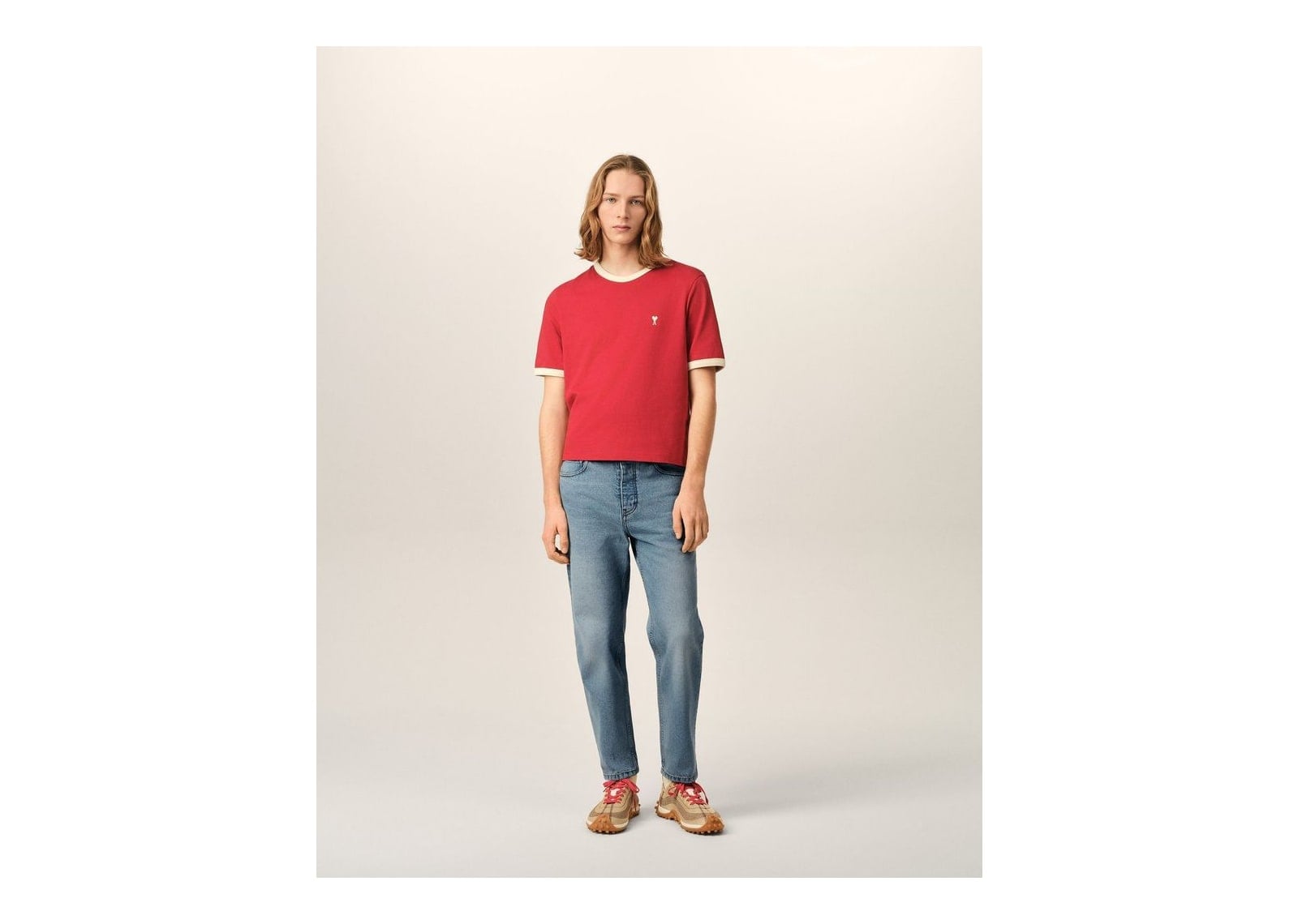 Ami Paris Tapered-Fit Cotton Jeans Used Blue - görsel 2
