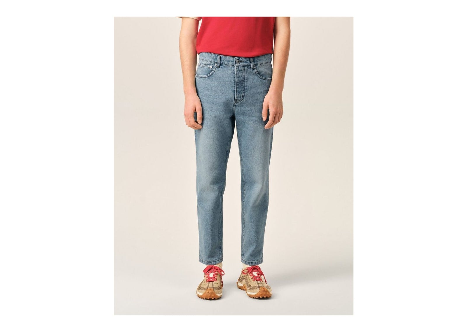 Ami Paris Tapered-Fit Cotton Jeans Used Blue - görsel 3