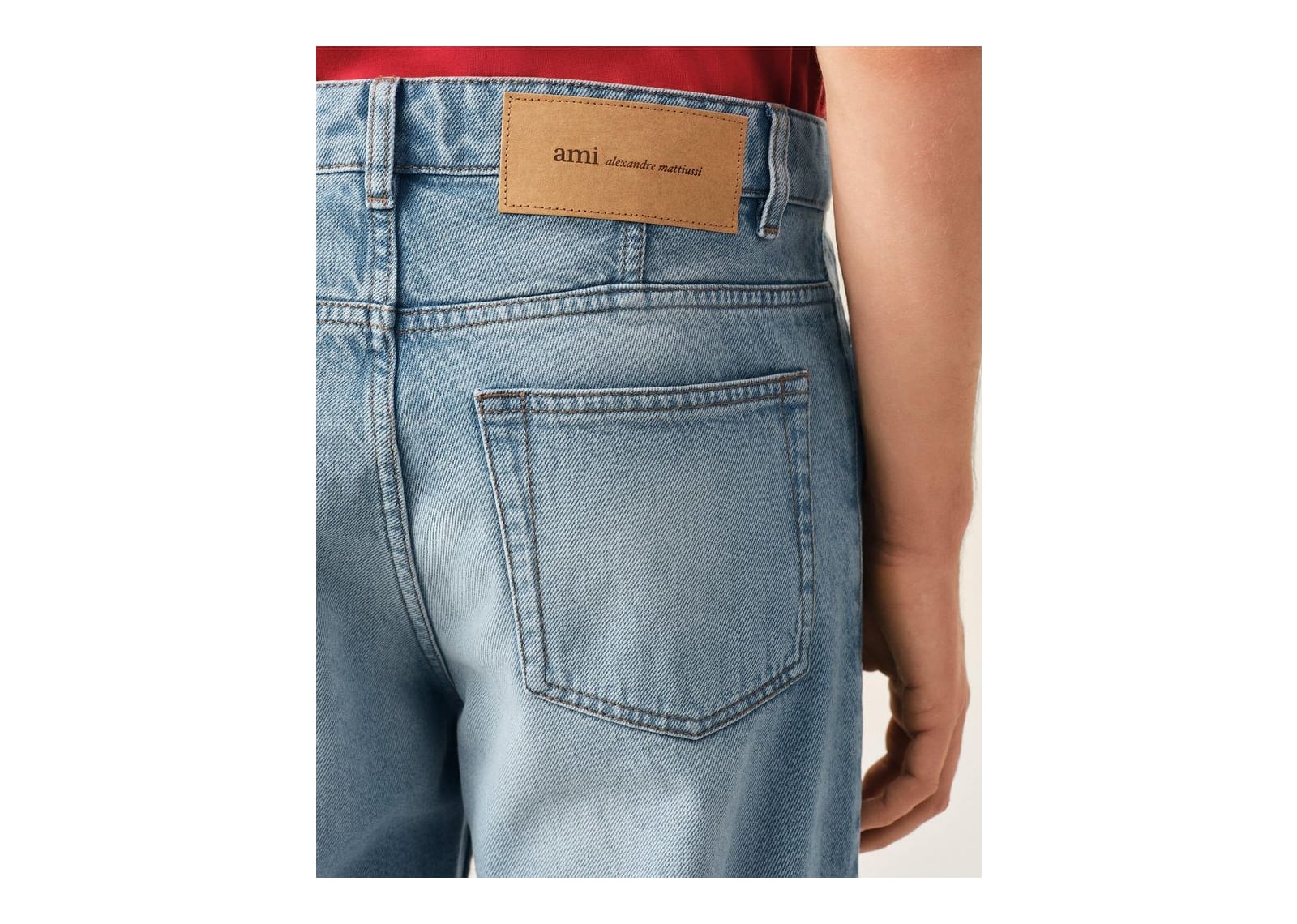 Ami Paris Tapered-Fit Cotton Jeans Used Blue - görsel 5
