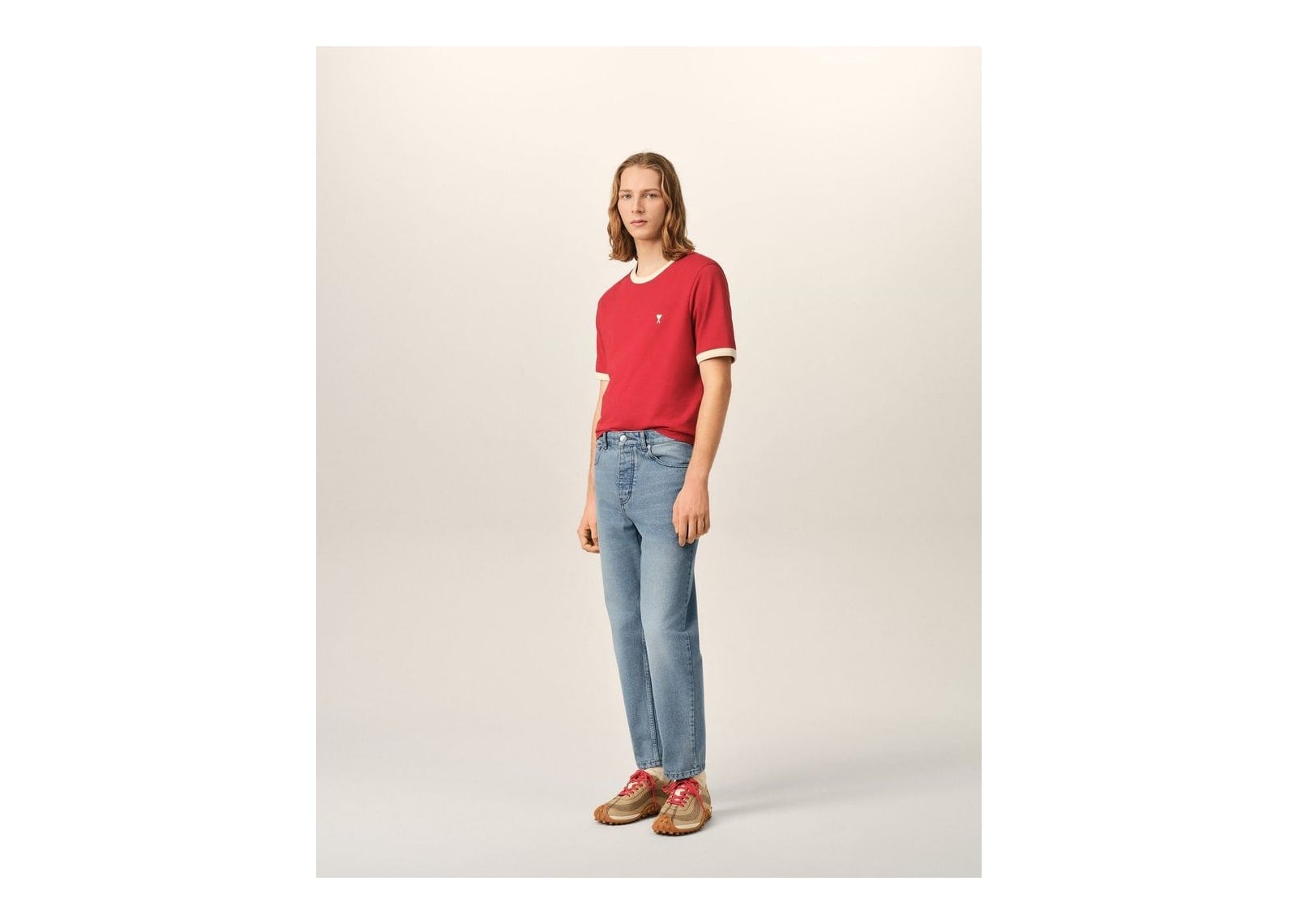 Ami Paris Tapered-Fit Cotton Jeans Used Blue - görsel 6