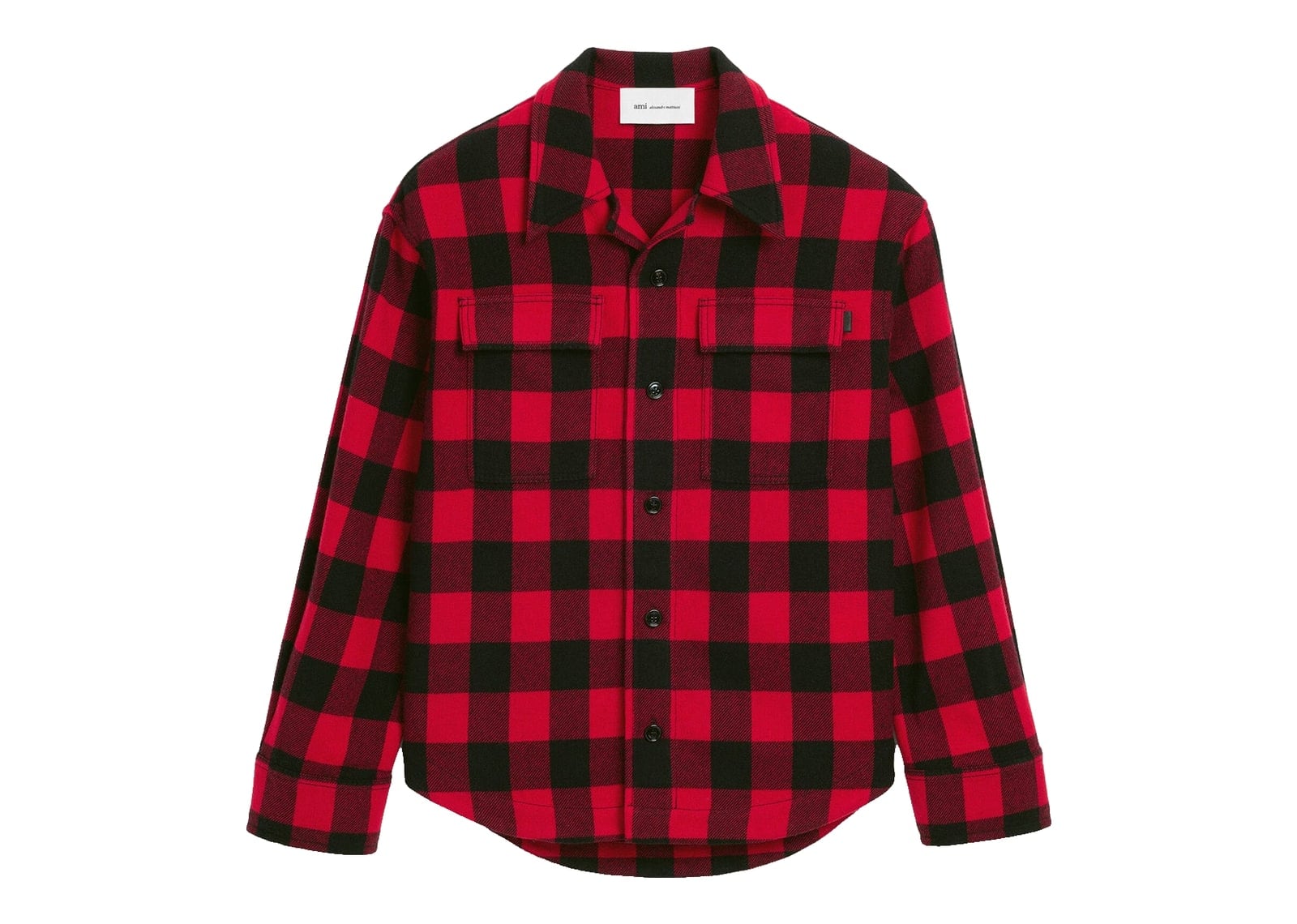 Ami Paris Wide Checkered Wool Overshirt Ruby Red/Black
