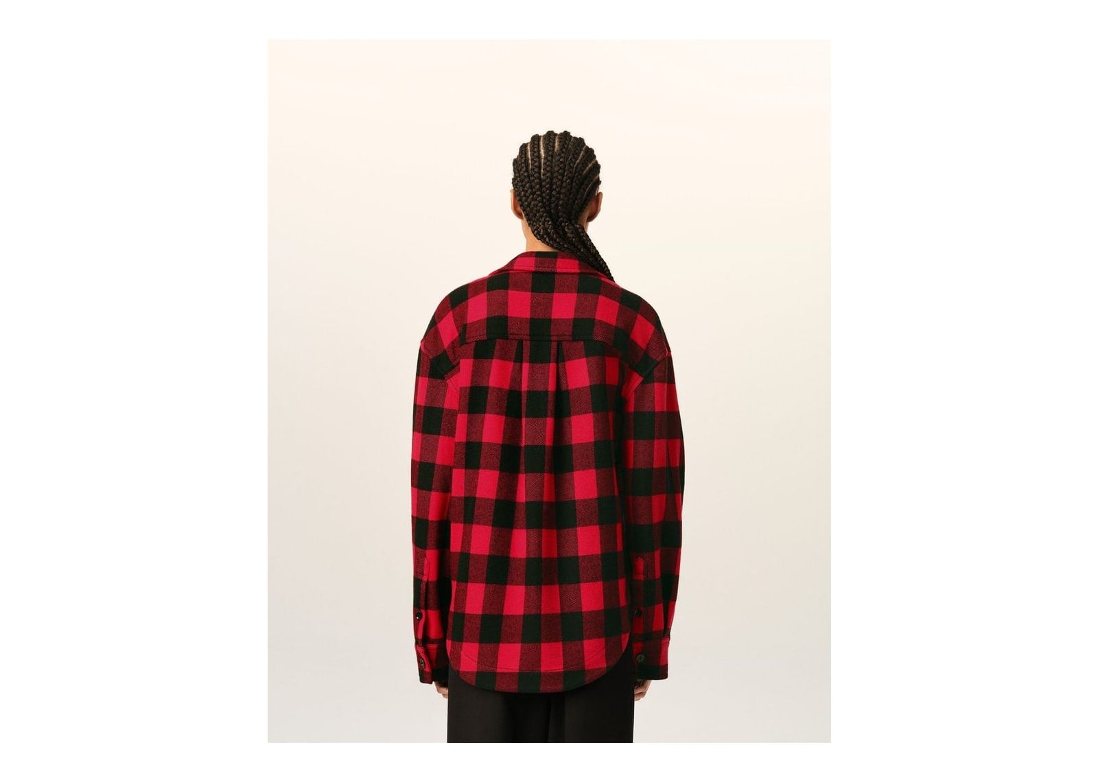 Ami Paris Wide Checkered Wool Overshirt Ruby Red/Black - görsel 12