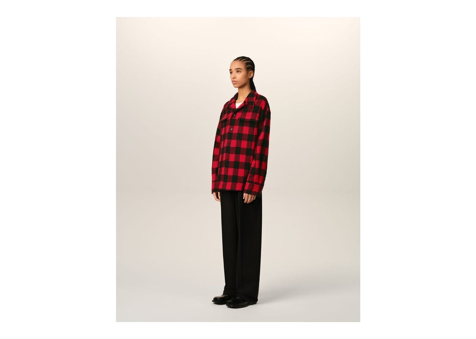 Ami Paris Wide Checkered Wool Overshirt Ruby Red/Black - görsel 13