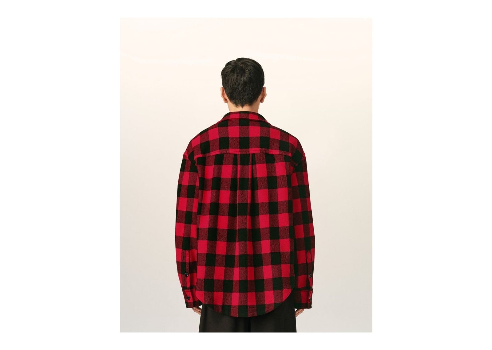 Ami Paris Wide Checkered Wool Overshirt Ruby Red/Black - görsel 5