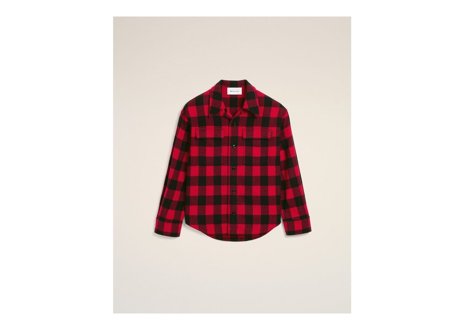 Ami Paris Wide Checkered Wool Overshirt Ruby Red/Black - görsel 8