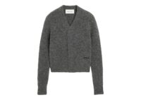 Ami Paris Wool and Alpaca Cardigan with Ami Embroidery Carbon Grey (W)