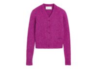 Ami Paris Wool and Alpaca Cardigan with Ami Embroidery Fuchsia (W)