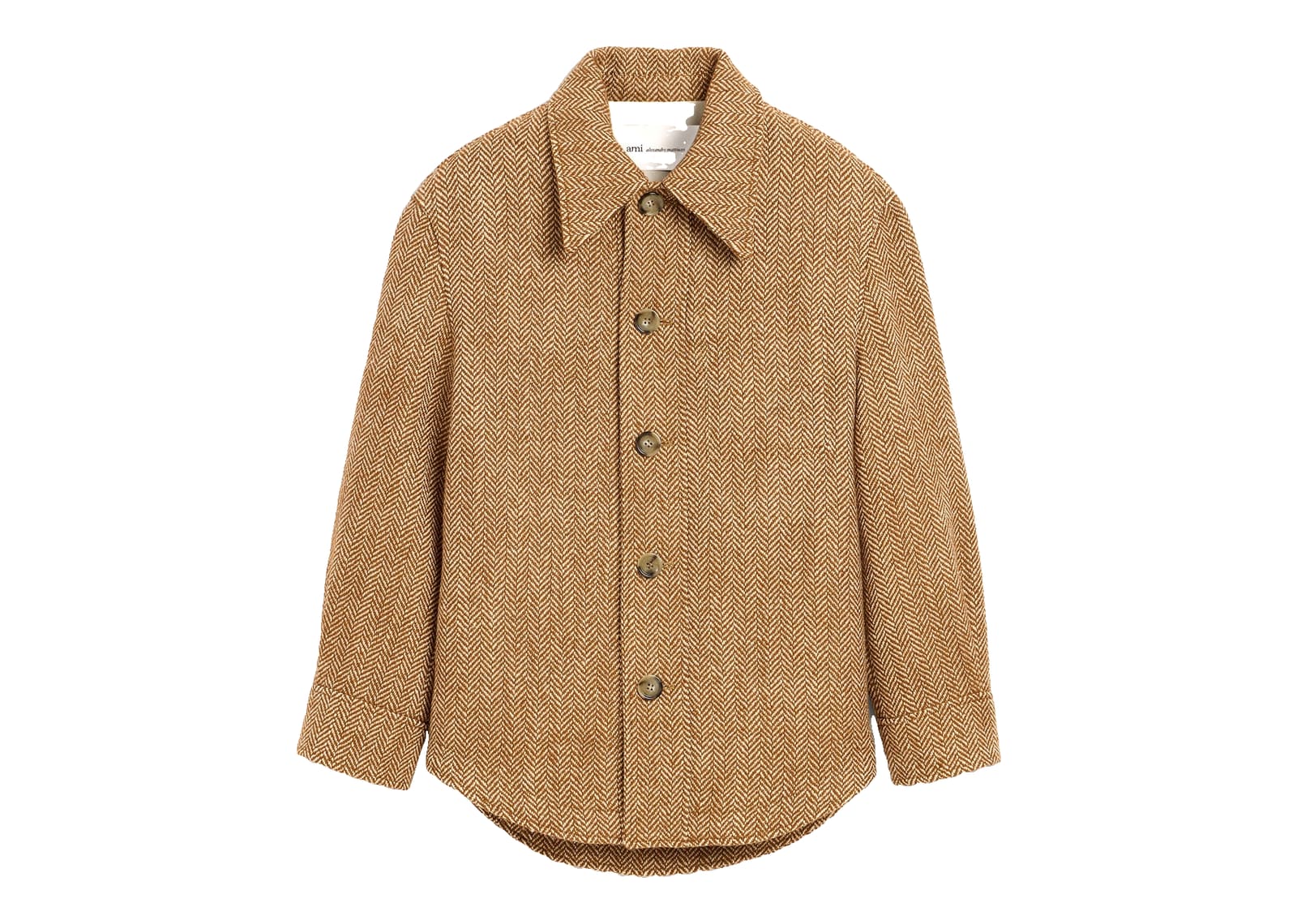 Ami Paris Wool Button-Down Jacket Chocolate Brown/Ivory