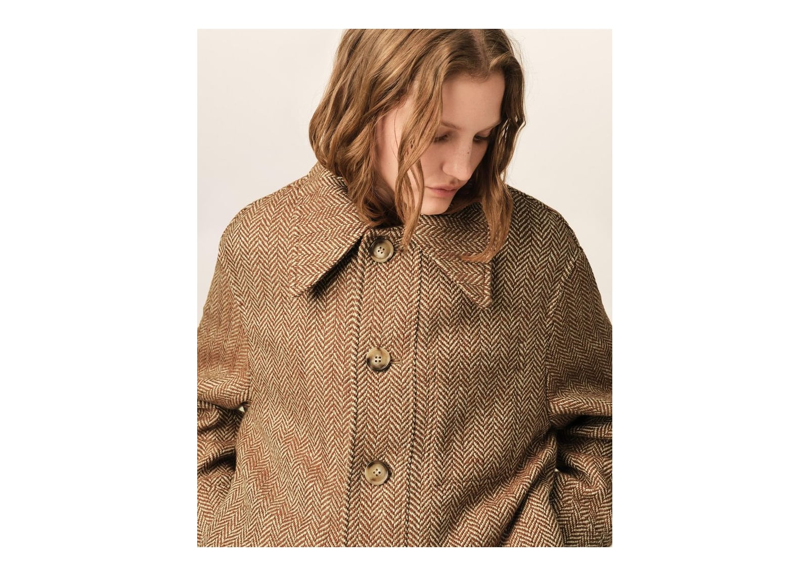 Ami Paris Wool Button-Down Jacket Chocolate Brown/Ivory - görsel 10