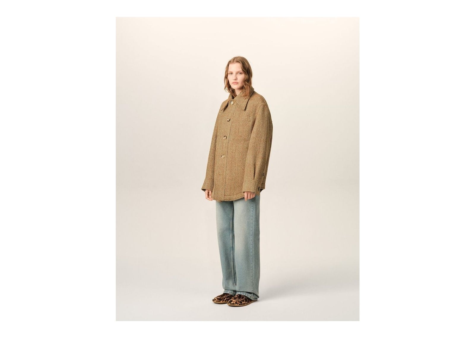 Ami Paris Wool Button-Down Jacket Chocolate Brown/Ivory - görsel 12