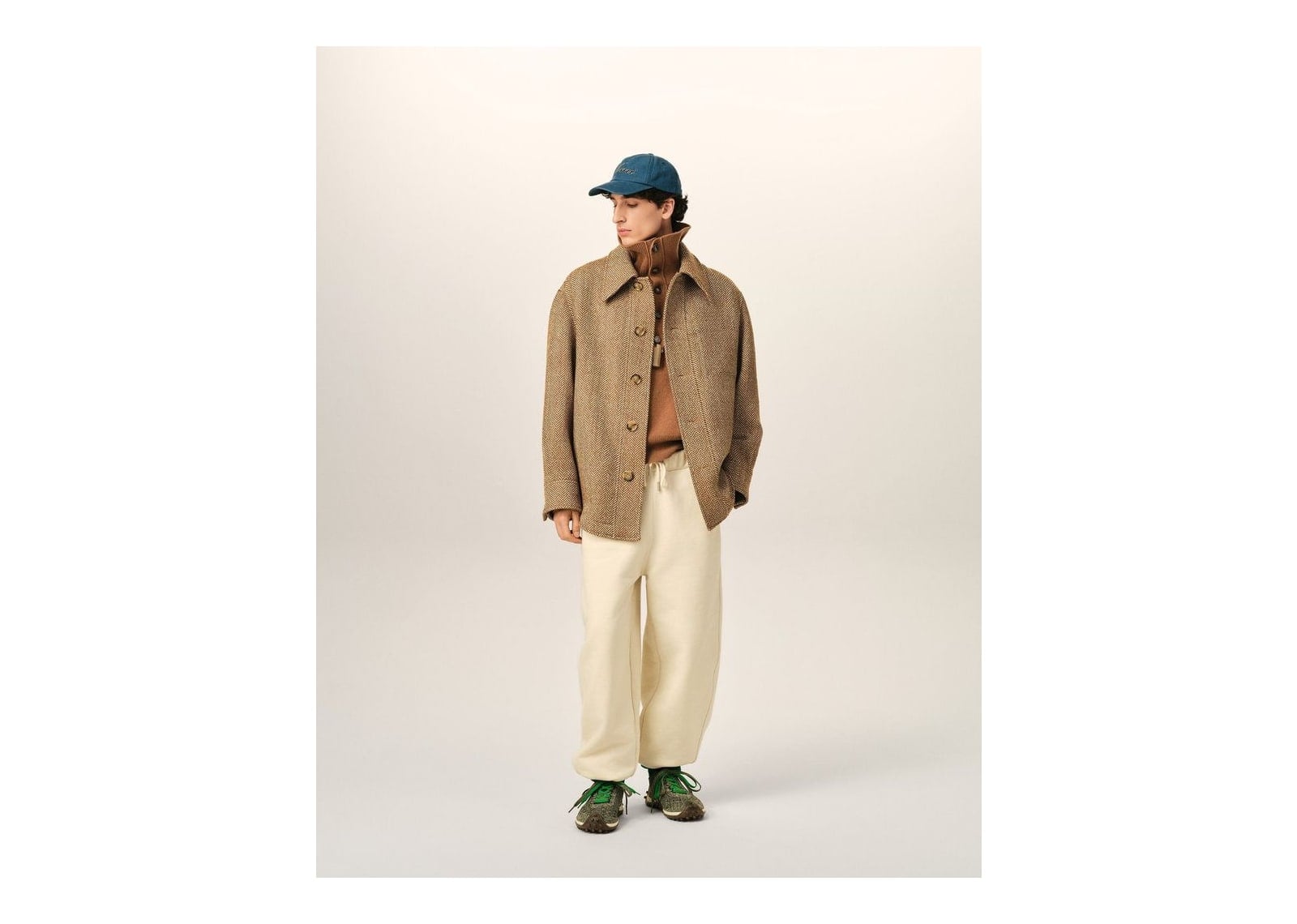Ami Paris Wool Button-Down Jacket Chocolate Brown/Ivory - görsel 2
