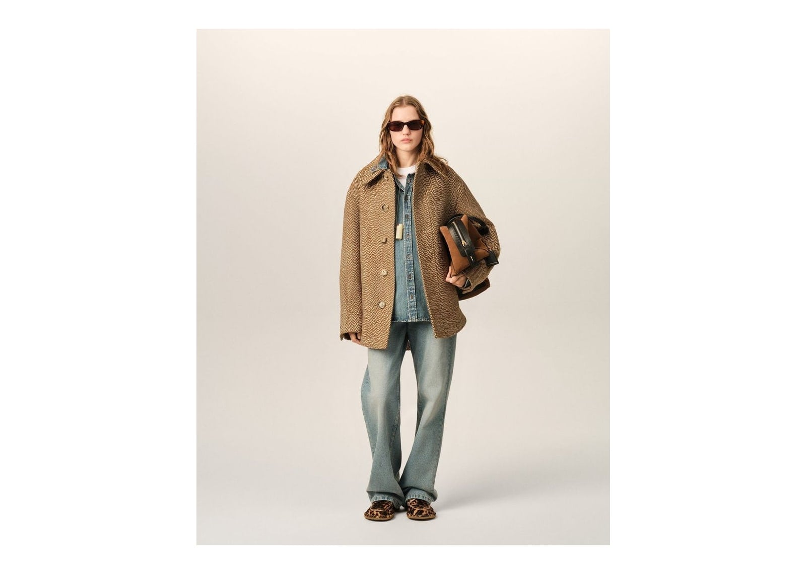 Ami Paris Wool Button-Down Jacket Chocolate Brown/Ivory - görsel 8