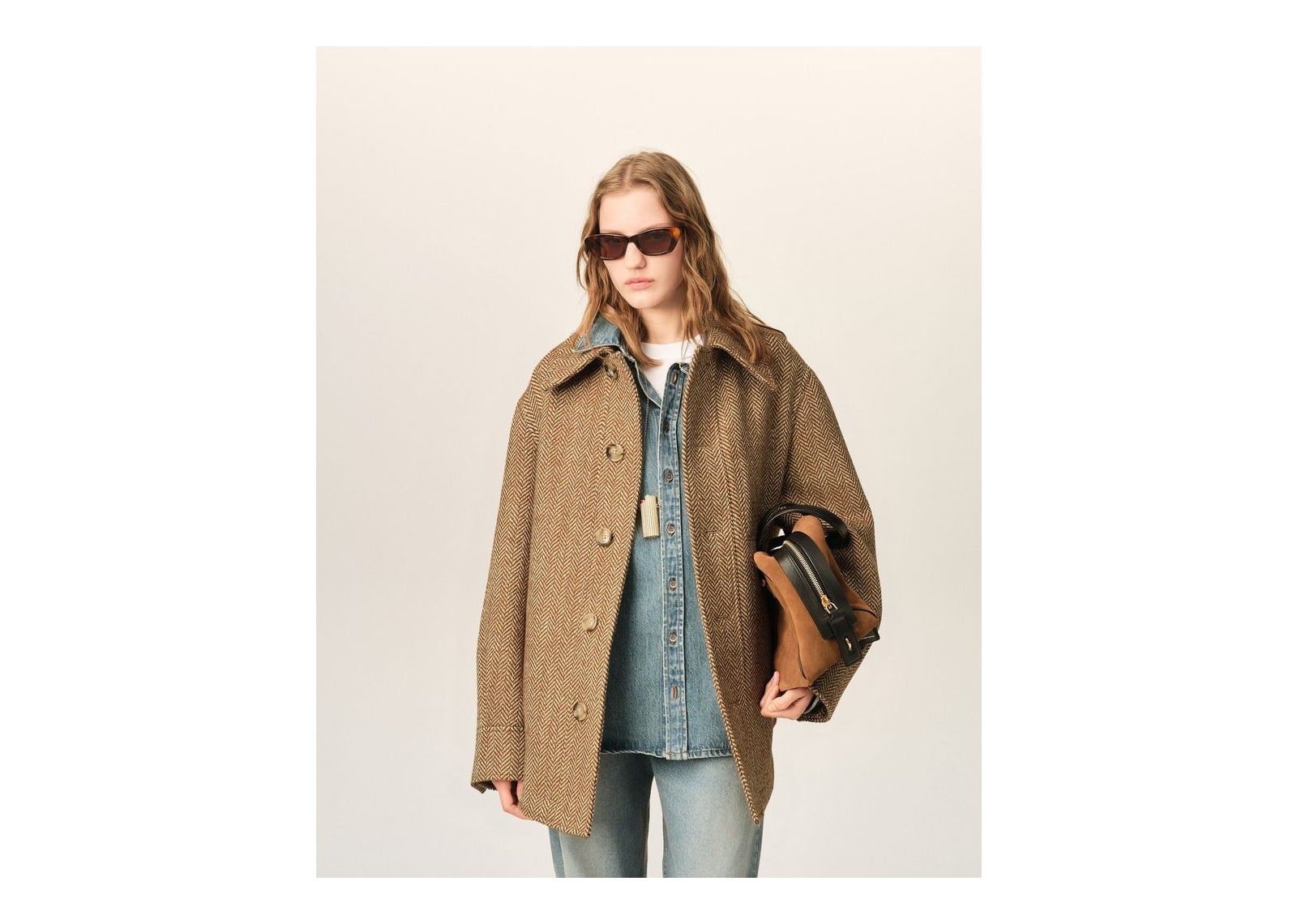 Ami Paris Wool Button-Down Jacket Chocolate Brown/Ivory - görsel 9