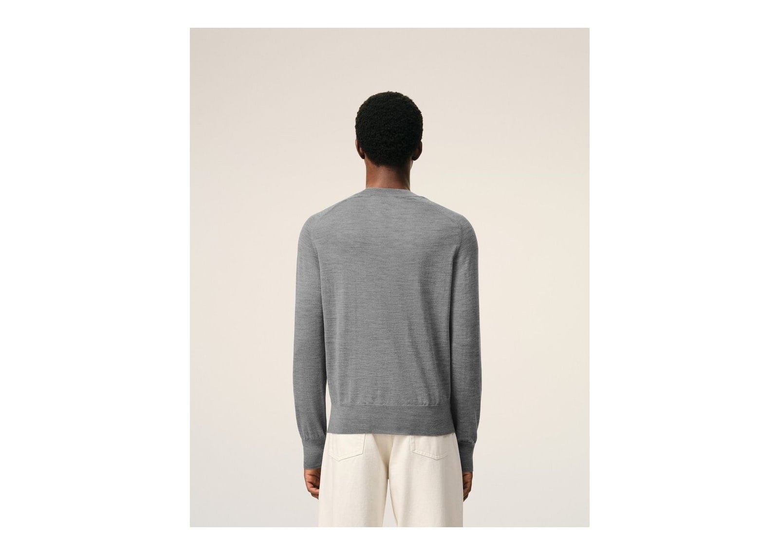 Ami Paris Wool Crewneck Ami De Coeur Sweater Heather Grey/Black - görsel 5