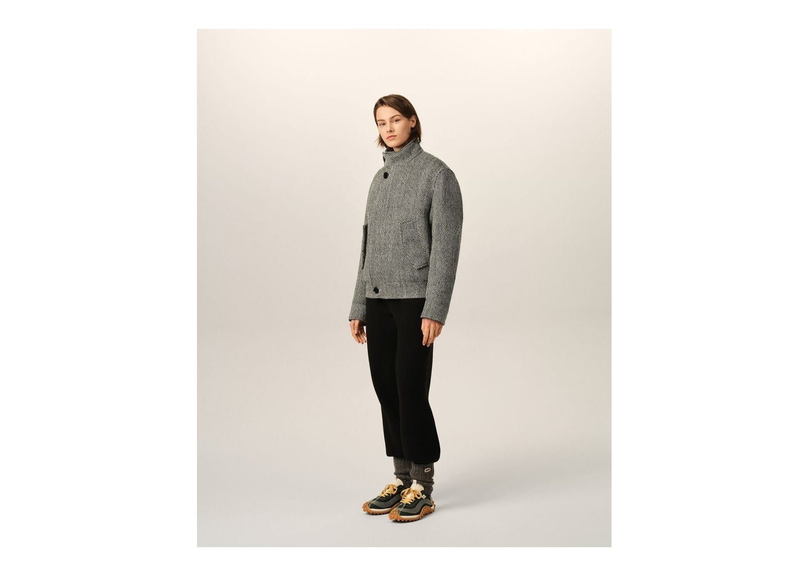 Ami Paris Wool Padded Harrington Jacket Black/Ivory - görsel 12