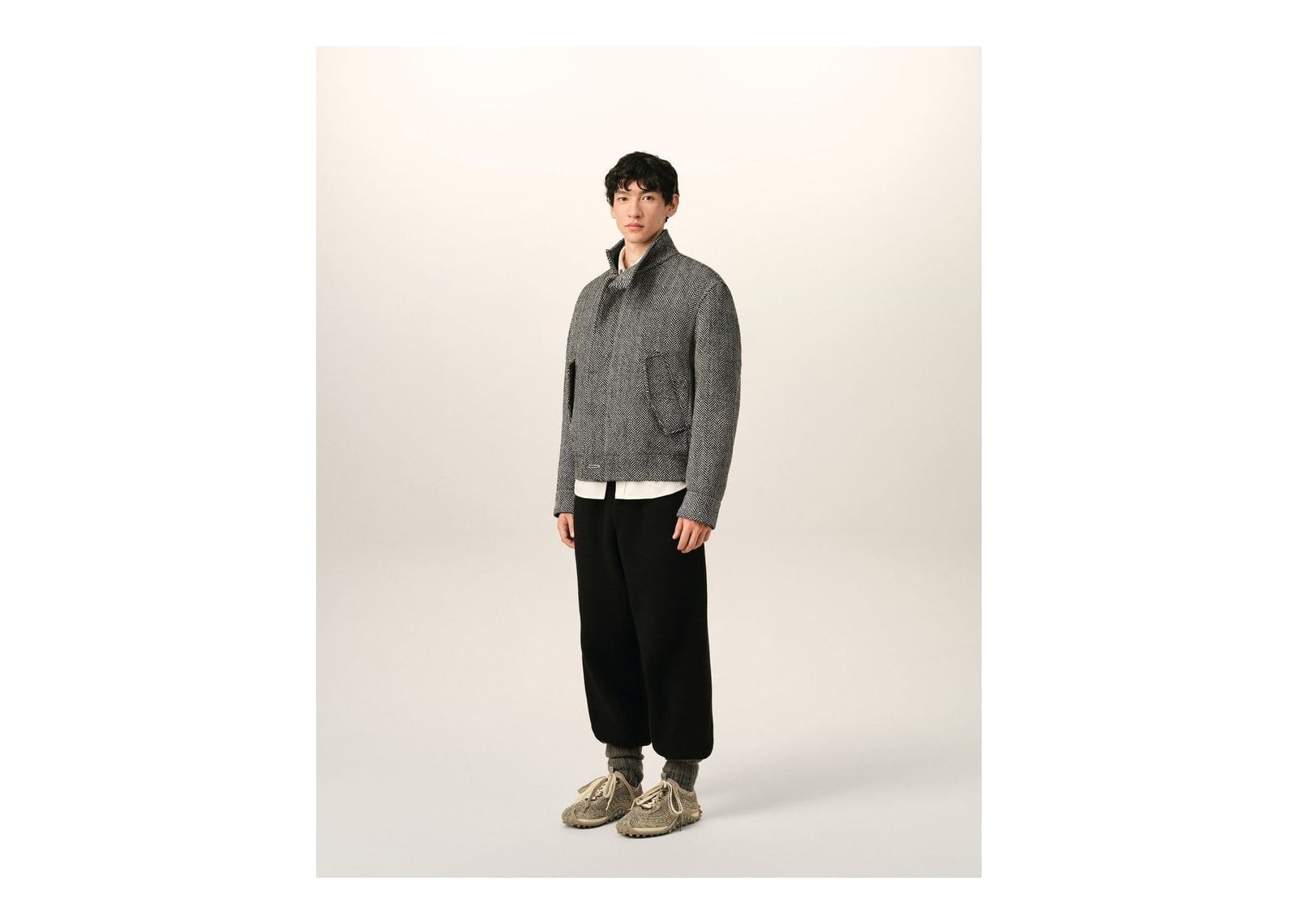 Ami Paris Wool Padded Harrington Jacket Black/Ivory - görsel 6