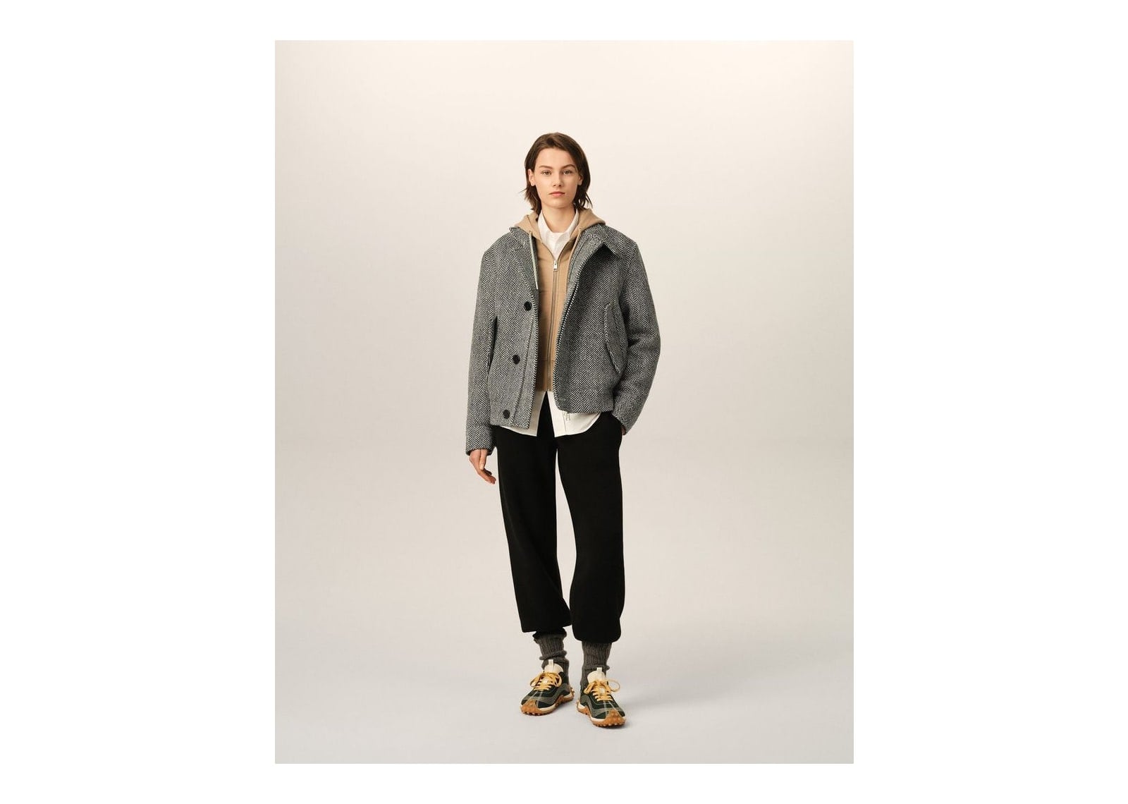 Ami Paris Wool Padded Harrington Jacket Black/Ivory - görsel 8