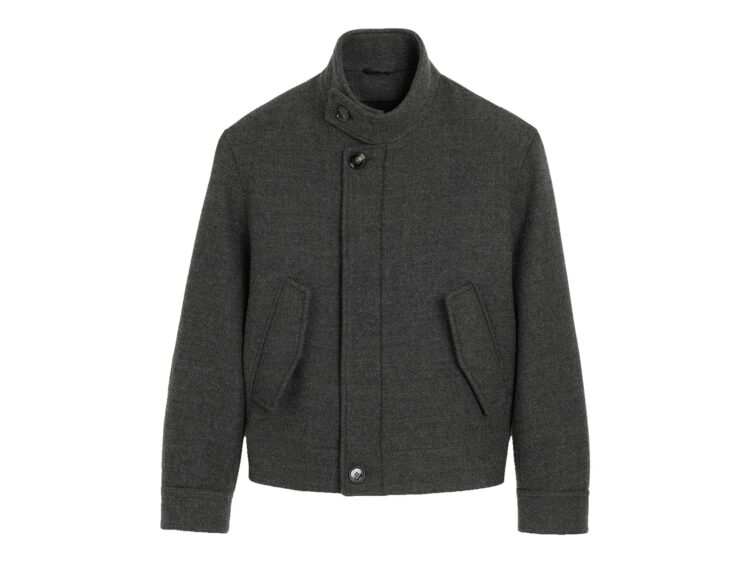 Ami Paris Wool Padded Harrington Jacket Carbon Grey