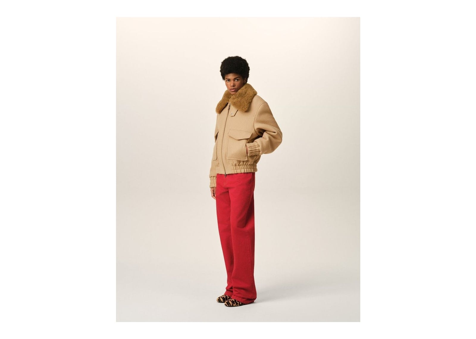 Ami Paris Wool Padded Jacket Mastic Beige - görsel 12