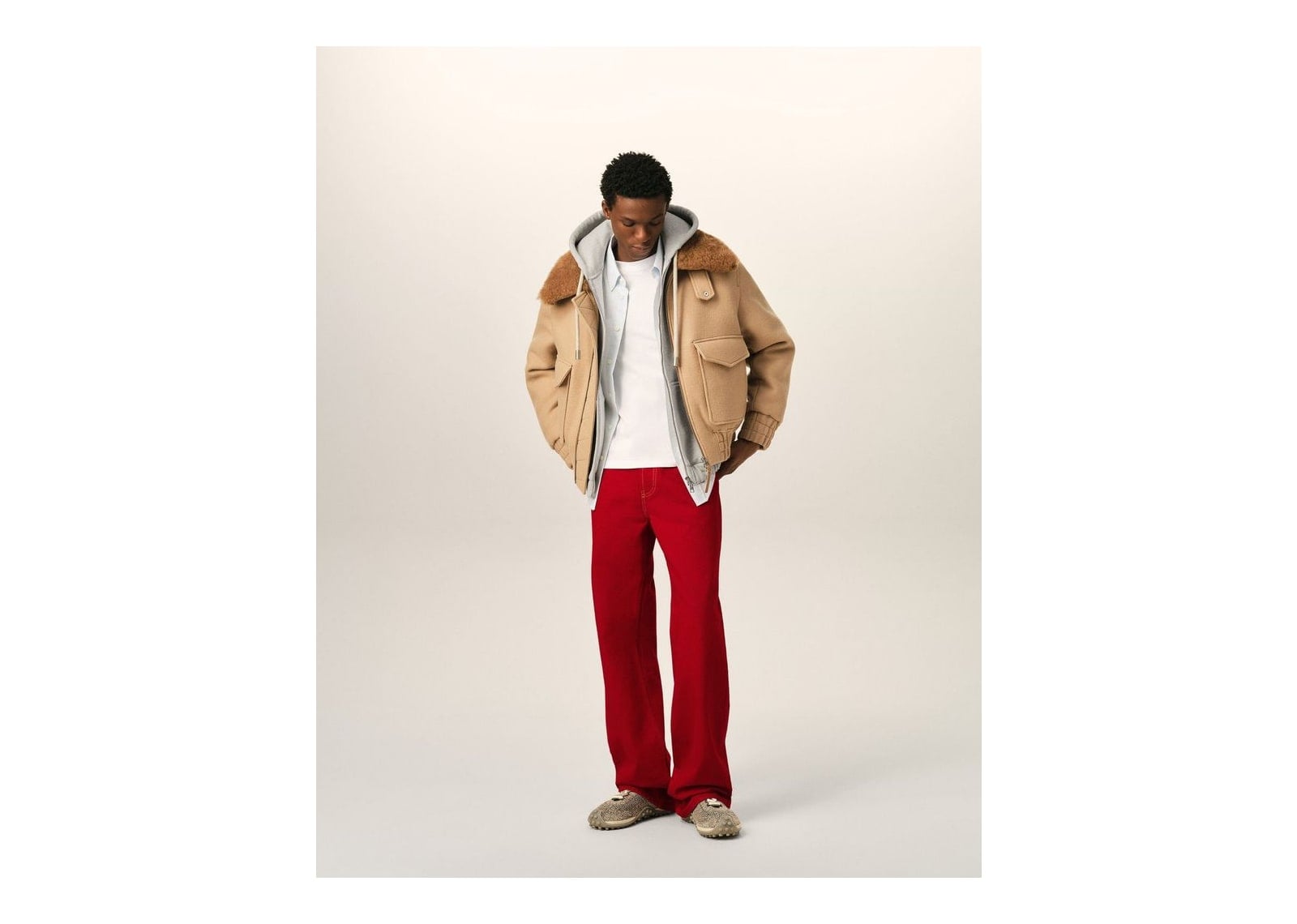 Ami Paris Wool Padded Jacket Mastic Beige - görsel 2