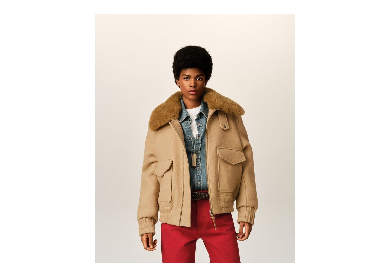 Ami Paris Wool Padded Jacket Mastic Beige - görsel 9