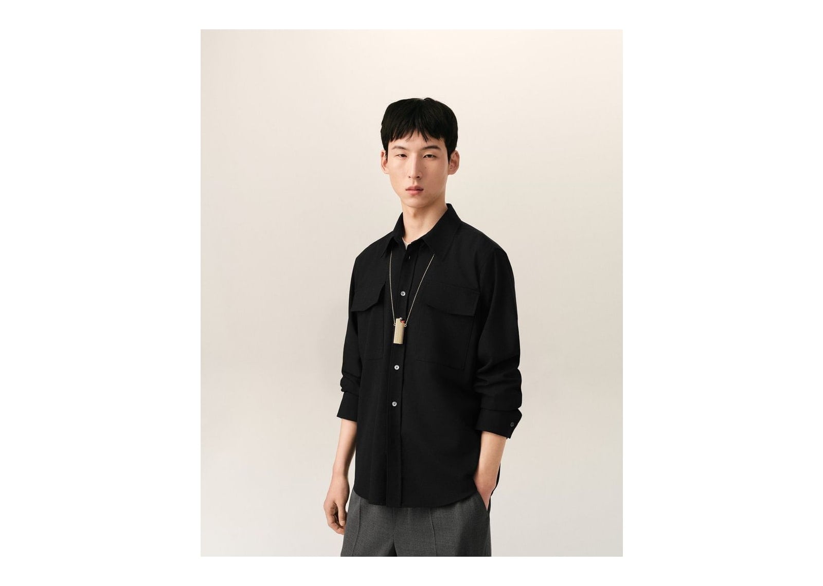 Ami Paris Wool Shirt Black - görsel 2