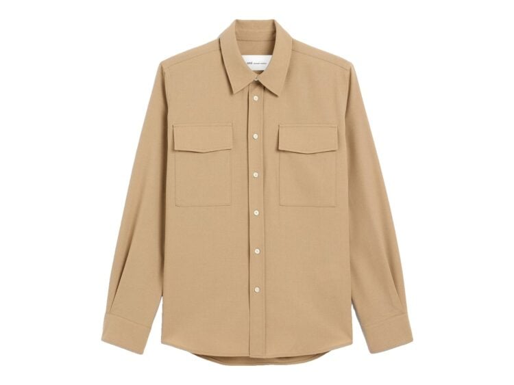 Ami Paris Wool Shirt Mastic Beige