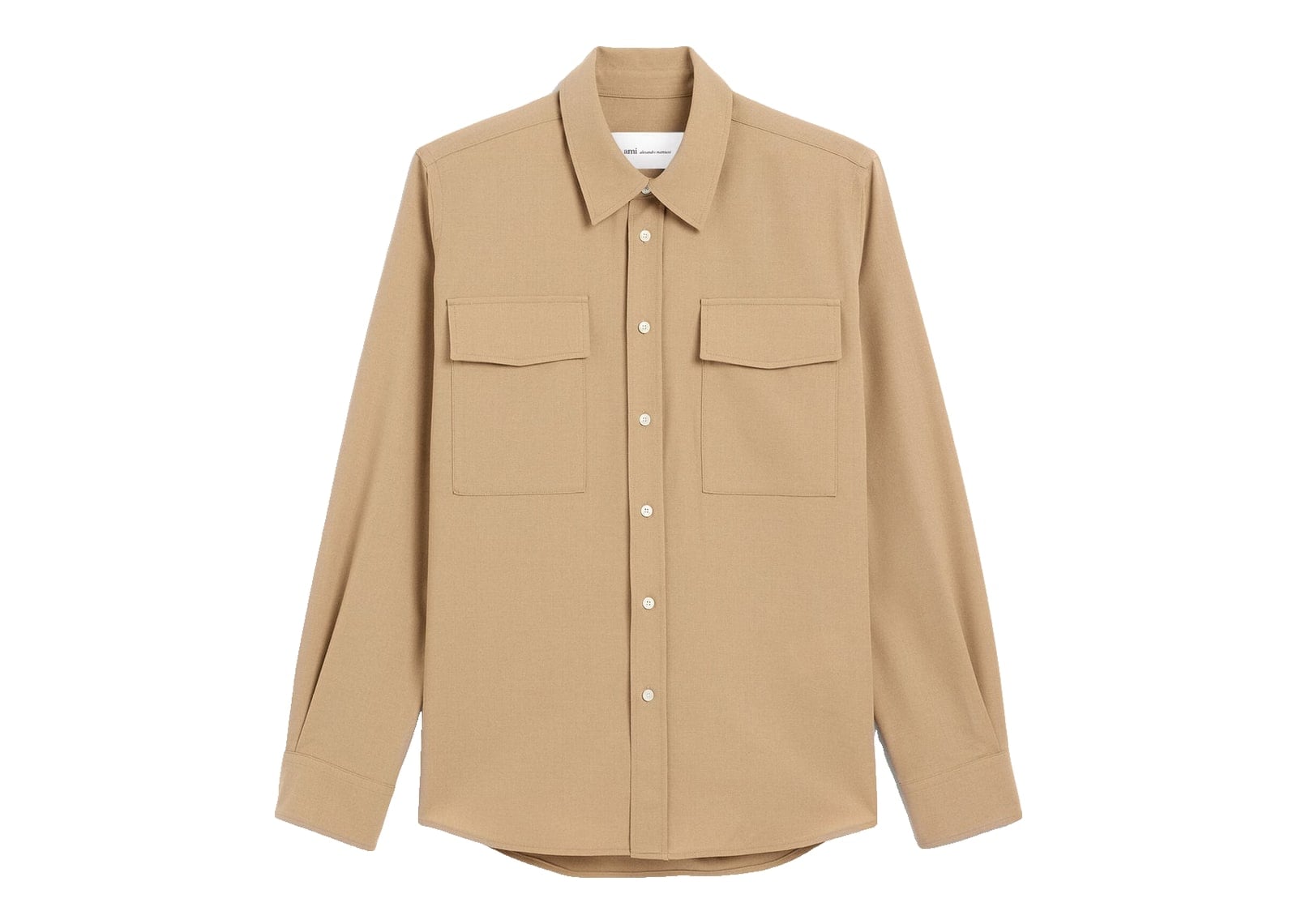 Ami Paris Wool Shirt Mastic Beige